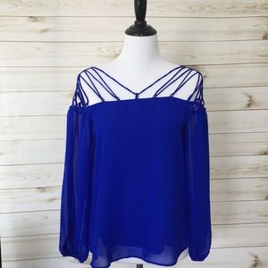 Blue Moa Moa Small  Long Sleeve Blouse
